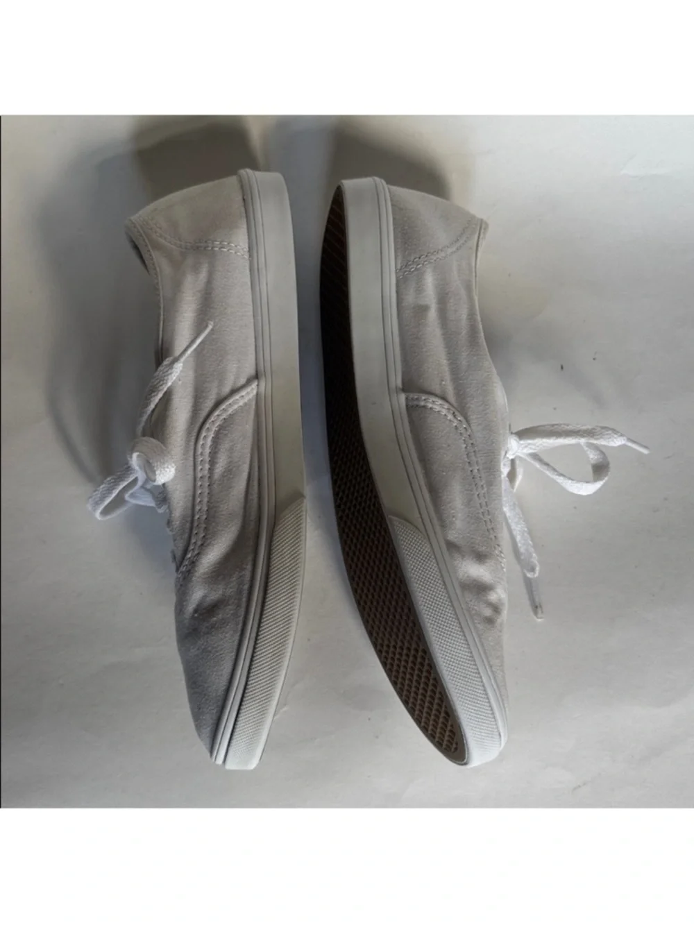 VANS Authentic White Canvas Lace Up Deck Sneaker Shoes 7.5 $55 GUC